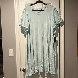 NWT Torrid Super Soft Light Blue Short Sleeve Skater Dress woman’s 6 lace
